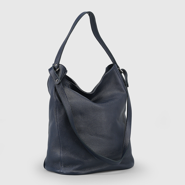 Сумка женская на кнопке, 1 отдел, наружный карман, длинный ремень, цвет тёмно-синий