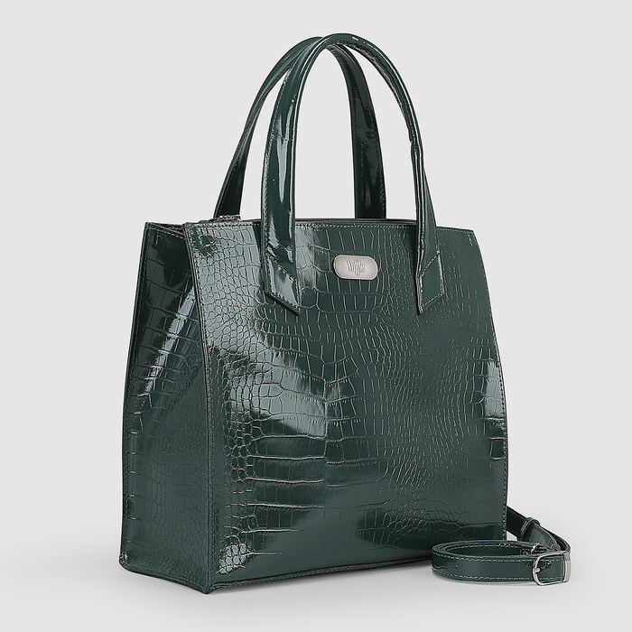 Сумка женская на молнии, 2 отдела с перегородкой, наружный карман, цвет изумрудный