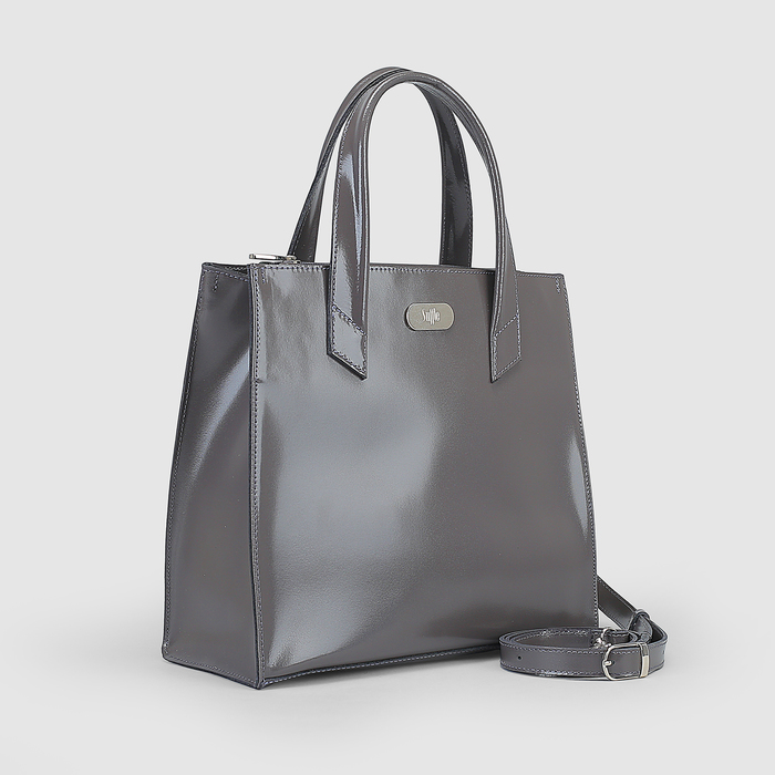 Сумка женская на молнии, 2 отдела с перегородкой, наружный карман, цвет тёмно-серый шик