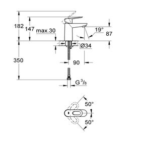 

Смеситель для раковины GROHE BauLoop, гладкий корпус