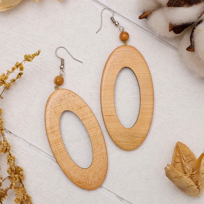 Серьги ручная работа, деревянные "Шарм", цвет светло-коричневый