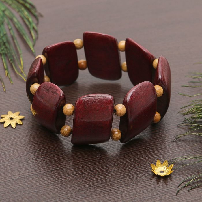 Браслет ручная работа, деревянный "Косой", цветной