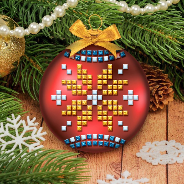 Набор для создания новогоднего шара с EVA стикерами, шар красный