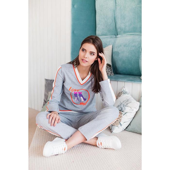 Костюм женский (джемпер, брюки) "Гламур", р-р 42, рост 170, цвет серый 2038