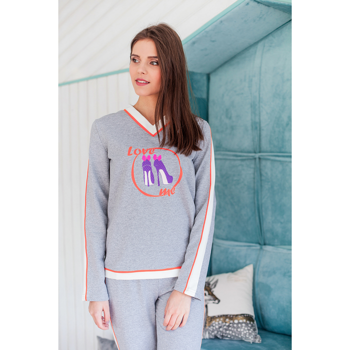 Костюм женский (джемпер, брюки) "Гламур", р-р 52, рост 170, цвет серый 2038