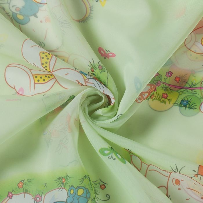 Тюль "Этель" 250х270 см Весёлый зайчик без утяжелителя, 100% п/э