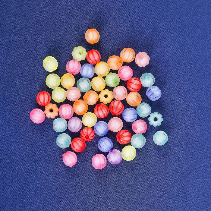Набор бусин для творчества пластик "Полосатый шар" матовые набор 50 шт 0,8х0,8 см
