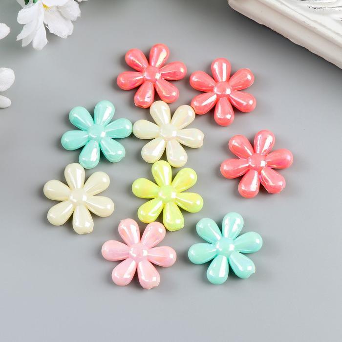 Декор для творчества пластик "Перламутровые цветы" набор 9 шт 2,5х2,5 см