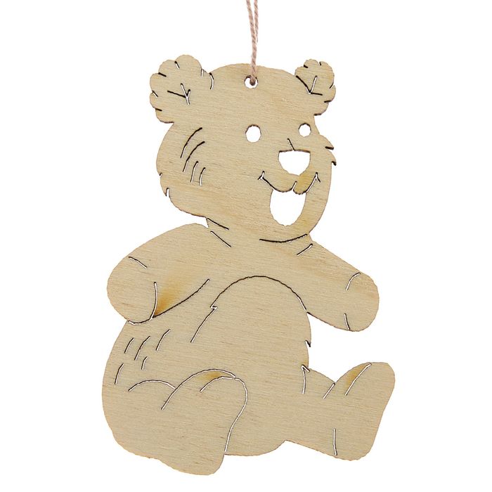 Новогодний подвес "Мишка", бежевый, 7см + нитка