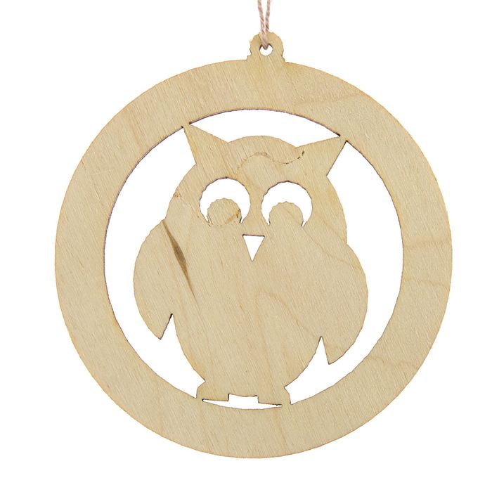 Новогодний подвес "Сова", бежевый, 7 см + нитка