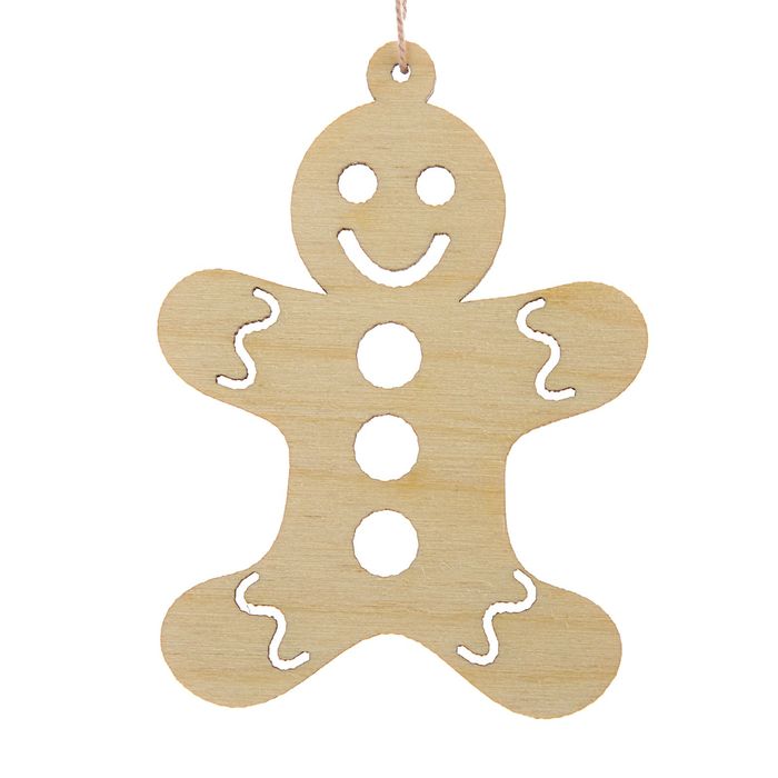 Новогодний подвес "Пряник", бежевый, 7 см + нитка