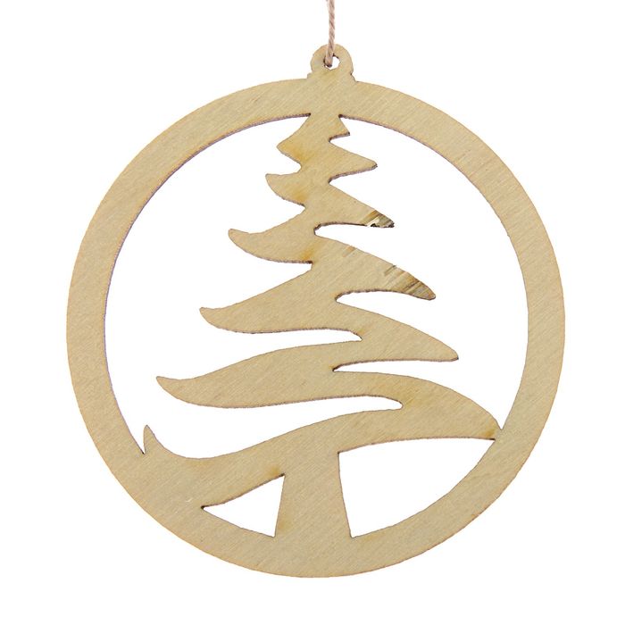 Новогодний подвес "Ёлка в шаре", бежевый, 7 см + нитка