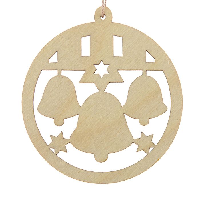 Новогодний подвес "Колокольчики", бежевый, 7 см + нитка