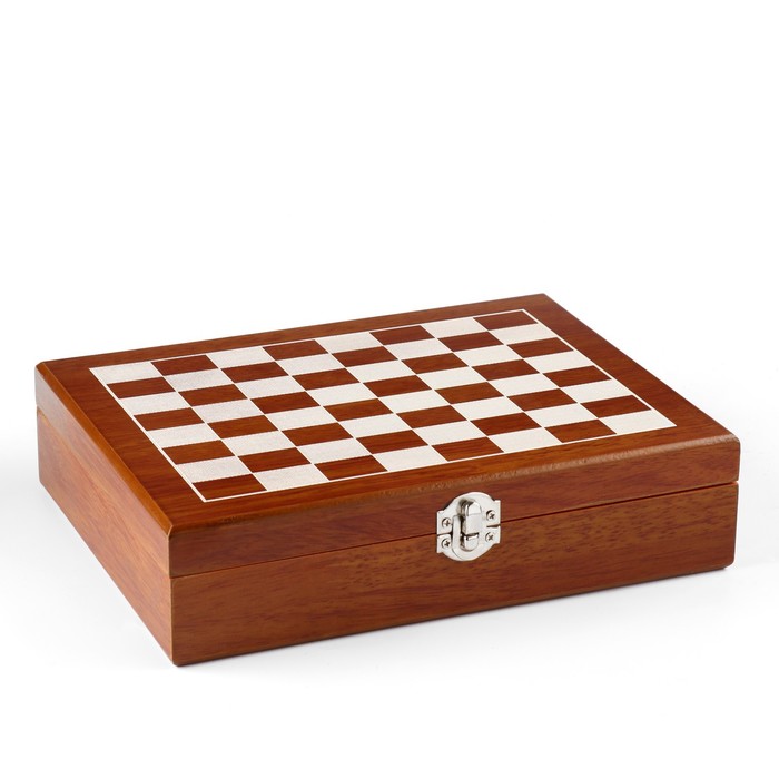 Набор 6 в 1: фляжка 8 oz, рюмка, воронка, карты, кубики 5 шт, шахматы, 18 х 24 см