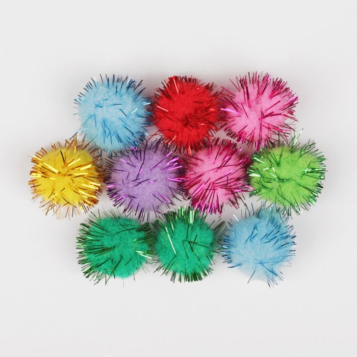 Набор текстильных деталей для декора "Бомбошки" 10 шт набор, размер 1 шт 2,5 см, цвет МИКС