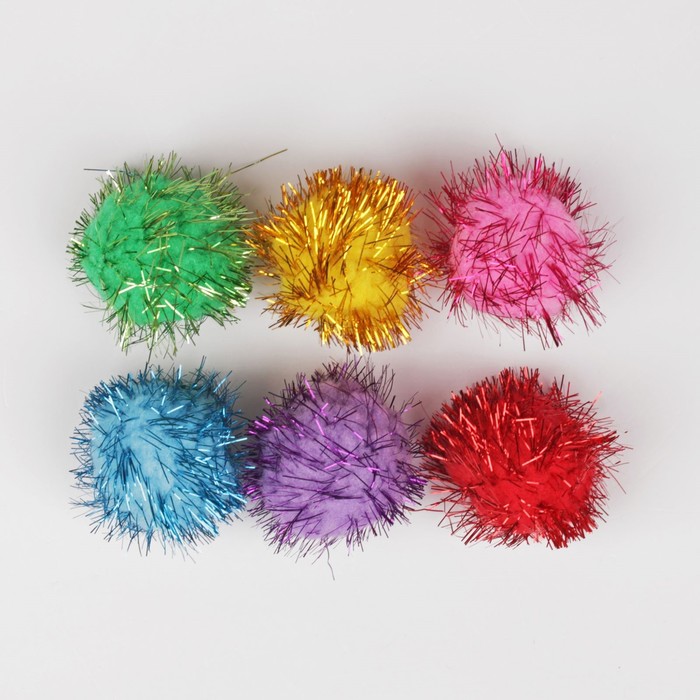 Набор текстильных деталей для декора "Бомбошки" 6 шт набор, размер 1 шт 4 см, цвет МИКС