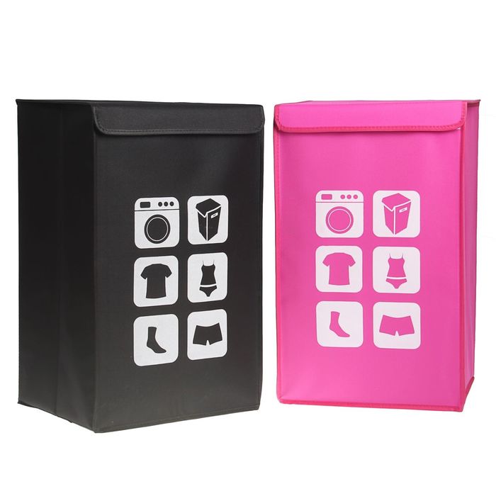 Корзина для белья с крышкой 35х30х58 см "Стирка", цвет МИКС