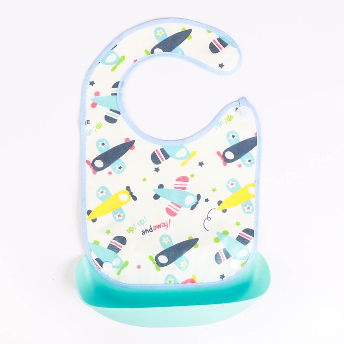 Нагрудник со съёмным карманом «Самолётики», непромокаемый, на липучке