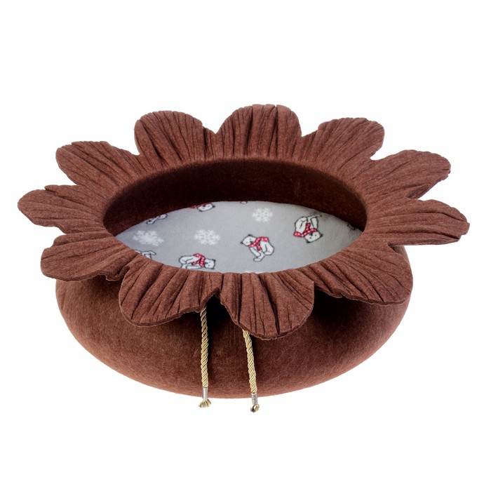Лежанка из войлока "Цветок", 51 х 18,5 см, коричневая