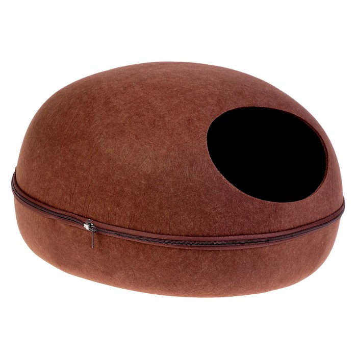 Домик из войлока "Ракушка" большой, с лапой, 48,5 х 43 х 27,5 см, коричневый