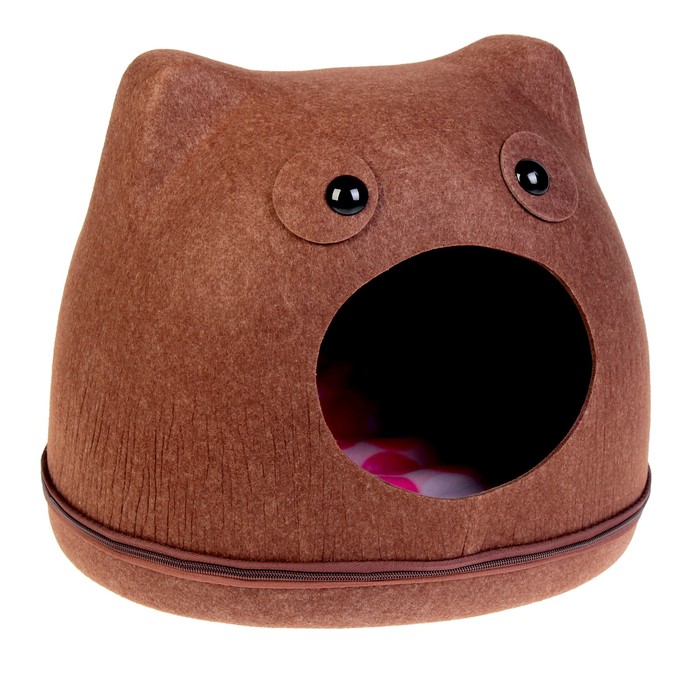 Дом из войлока "Кот", 42 х 35 х 34 см, коричневый