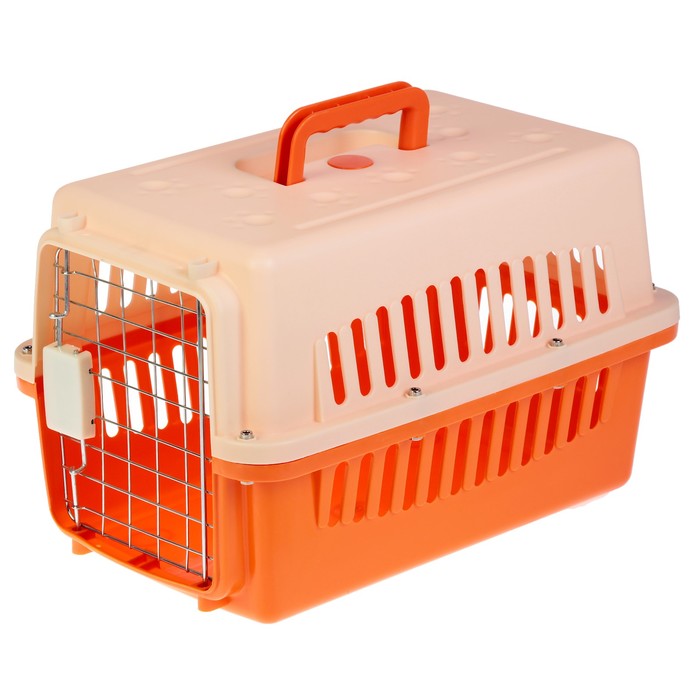Переноска пластиковая VP-1 с замком, 48 х 31 х 31 см, оранжевая