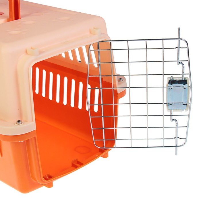 Переноска пластиковая VP-1 с замком, 48 х 31 х 31 см, оранжевая