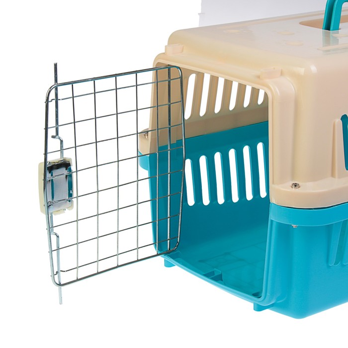 Переноска пластиковая VP-2 с замком, 59 х 36 х 35 см, синяя