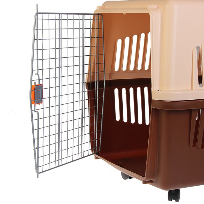 Переноска пластиковая VP-5 с комплектом колес и замком, 92 х 62 х 68 см, коричневая