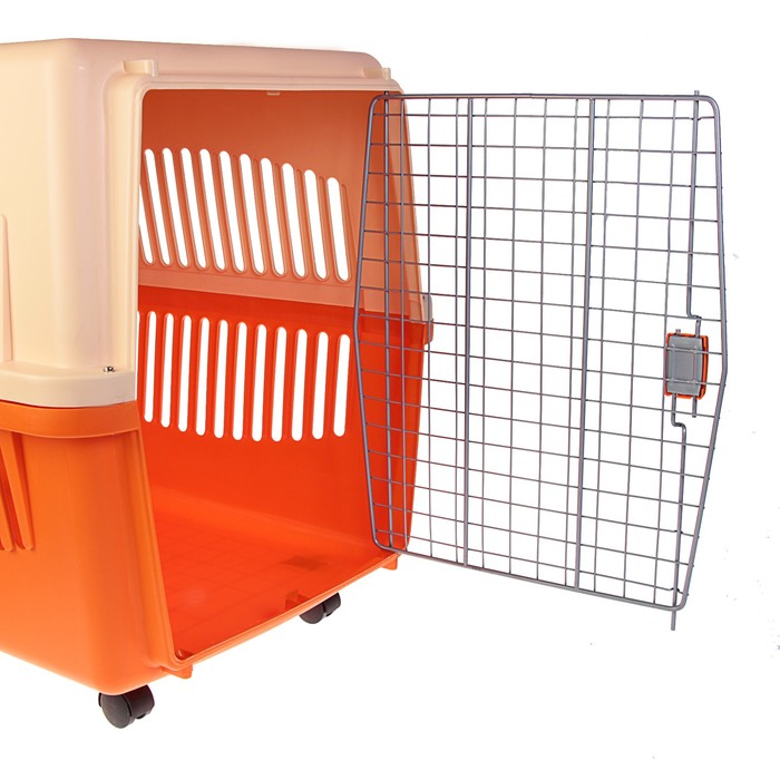 Переноска пластиковая VP-5 с комплектом колес и замком, 92 х 62 х 68 см, оранжевая