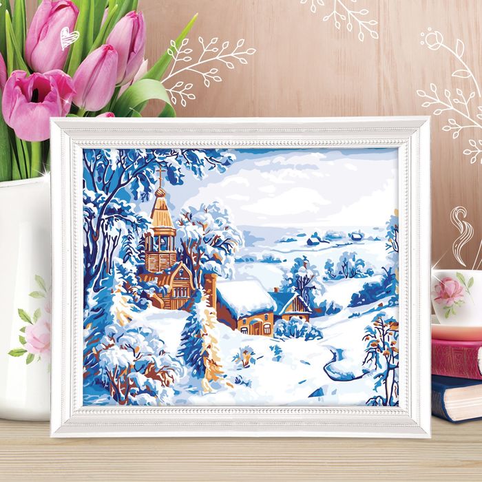 Роспись по номерам без подрамника "Зимний пейзаж", 40 х 50 см