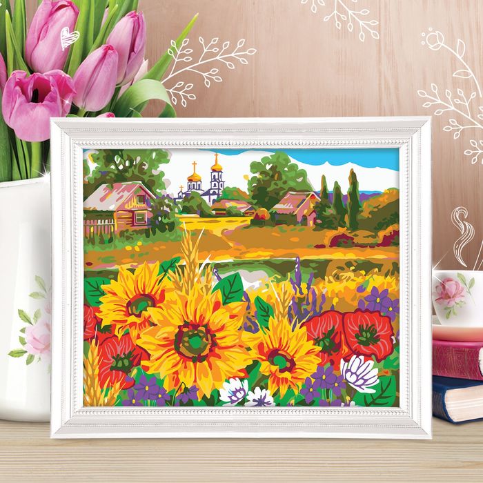 Роспись по номерам без подрамника "Цветочное поле", 40 х 50 см
