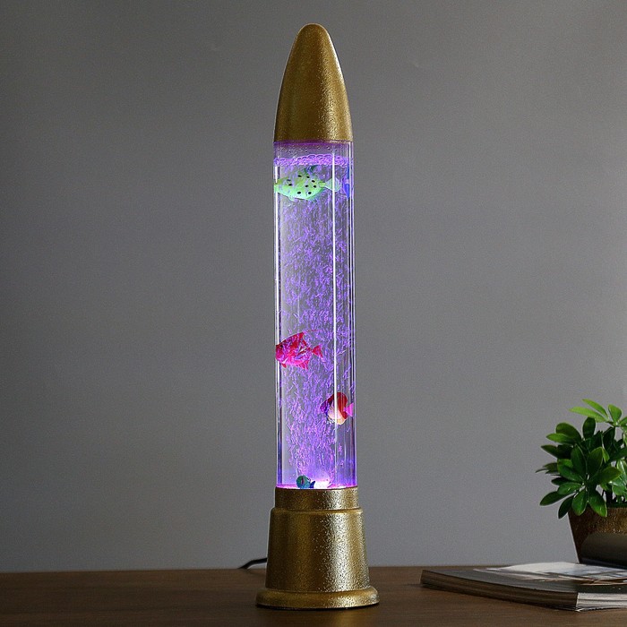 Светильник водяной "Ракета" золото 12x12x58 см