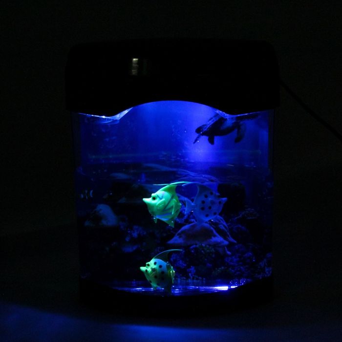 Светильник аквариум "Морской риф" черный (2 режима работы, 220V/3AA) 9x17,5x22 см