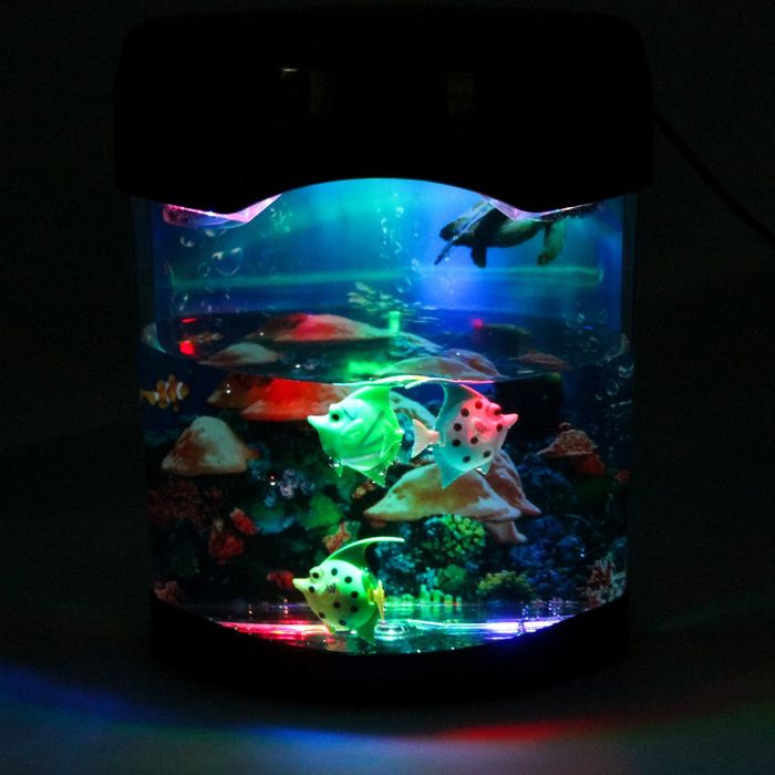 Светильник аквариум "Морской риф" черный (2 режима работы, 220V/3AA) 9x17,5x22 см