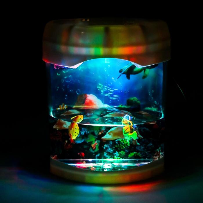 Светильник-аквариум "Морской риф", белый, 2 режима работы, 220V/3AA