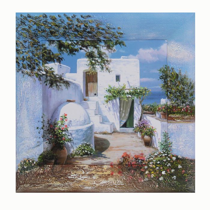 Репродукция с дорисовкой на раме "Курорт 2" 30*30 см