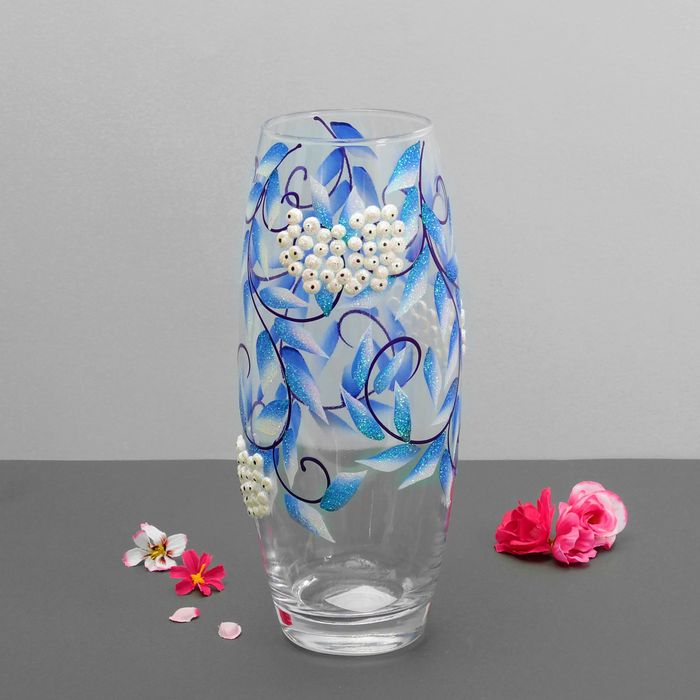 Ваза "Ягодные ветки" синяя