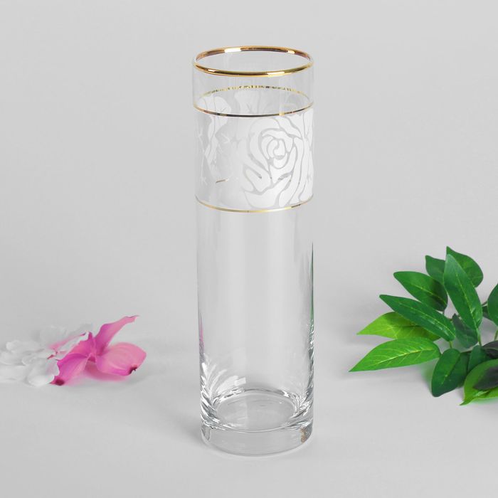 Ваза для цветов "Белые розы" цилиндр, 26,5 см