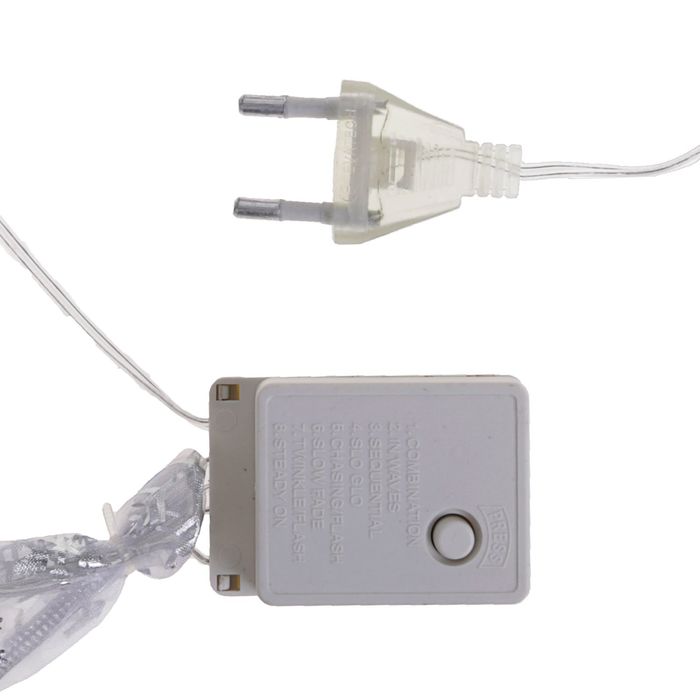 НИТЬ Лента "Снежинки серебристые" 9 м, ширина 6 см, LED-72-220V, кон. 8 р. БЕЛЫЙ