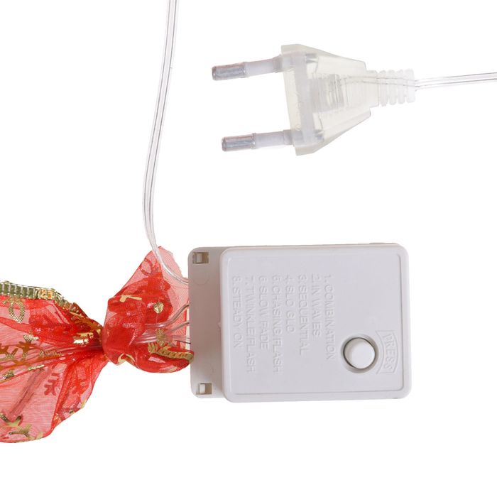 НИТЬ Лента "Снежинки золотистые" 9 м, ширина 6 см, LED-72-220V, кон. 8 р. КРАСНЫЙ