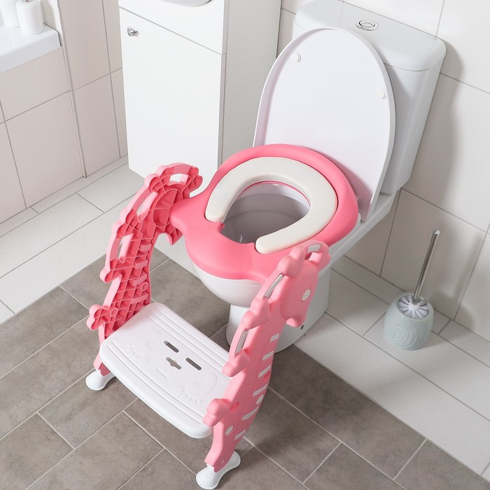 Сиденье на унитаз со ступенькой «Морской конёк», цвет розовый