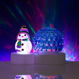 Световой прибор «Снеговик с синим шаром» 9.5 см, свечение мульти, 220 В Ош
