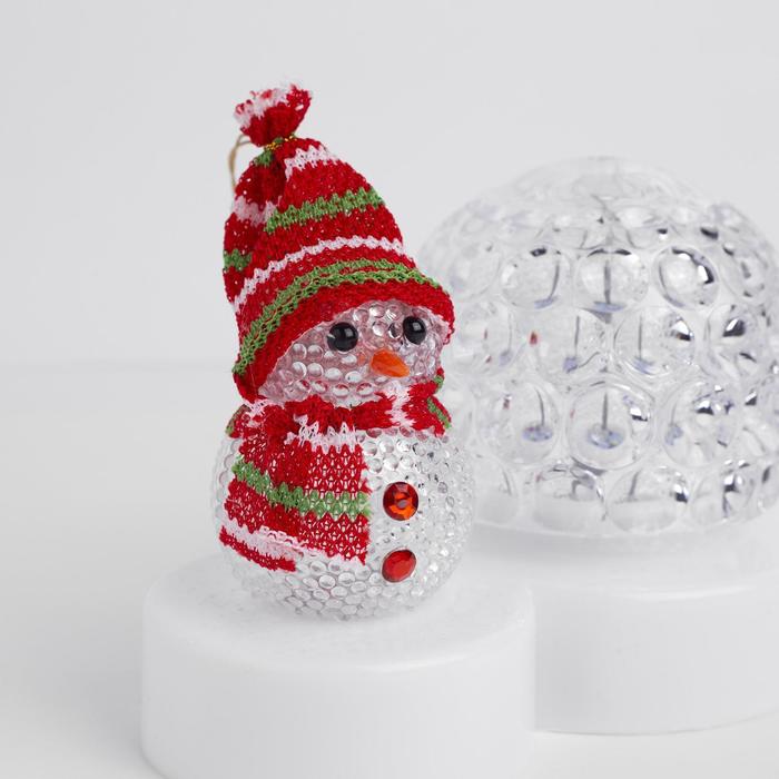 Световой прибор "Снеговичок с ледяным прозр. шаром", d=9.5 см, Мульти