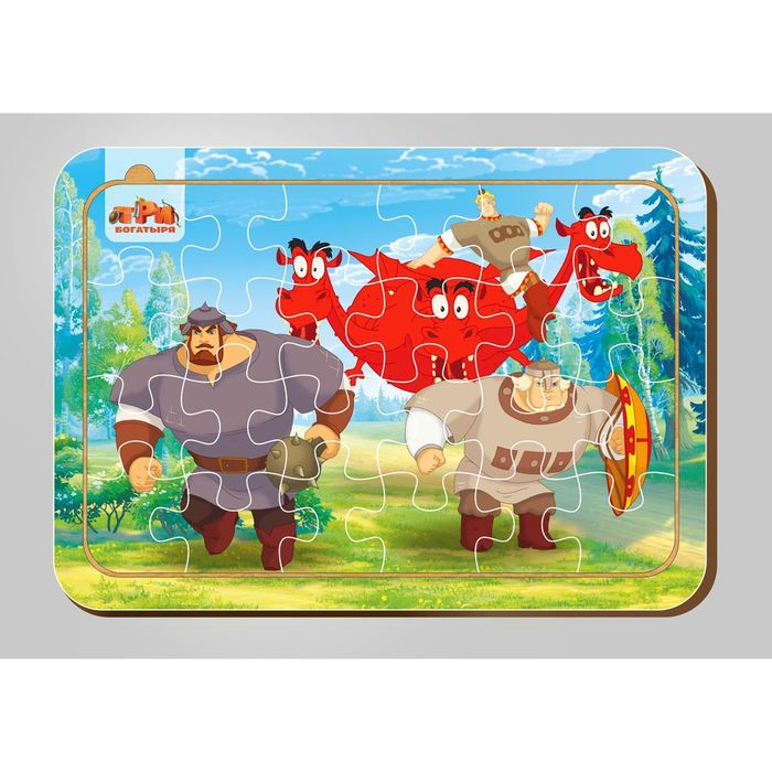 Пазл деревянный "Три богатыря", 24 элемента