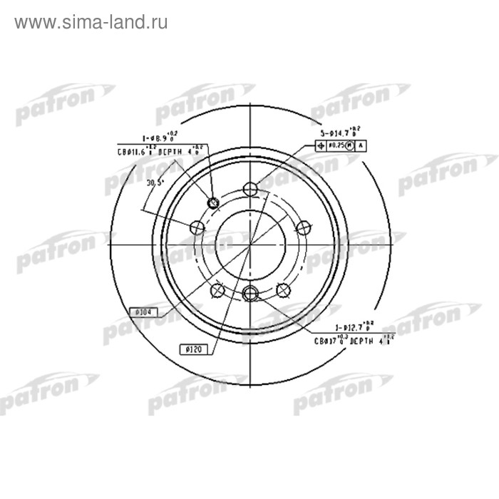 фото Диск тормозной patron pbd2557