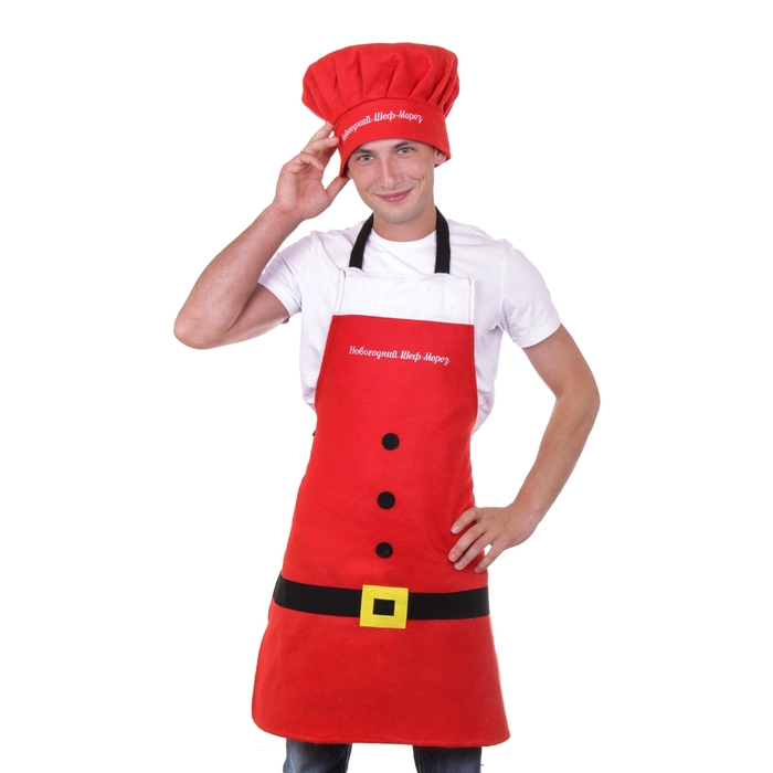 Карнавальный набор повар "Новогодний шеф - мороз" 2 предмета: шапка, фартук