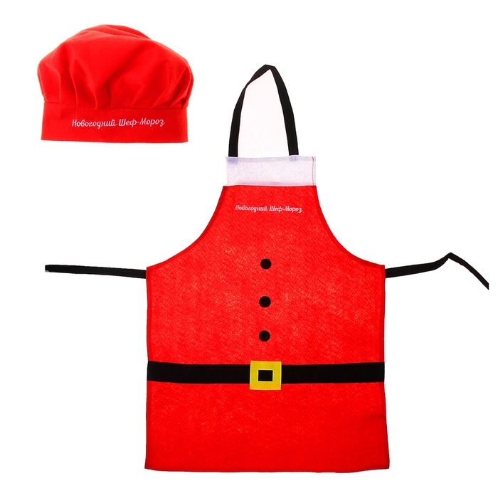 Карнавальный набор повар "Новогодний шеф - мороз" 2 предмета: шапка, фартук