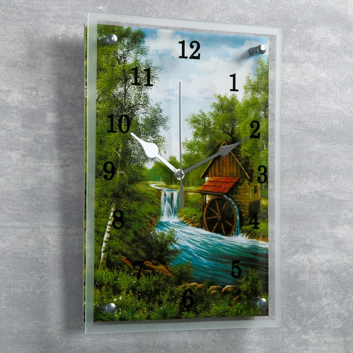 Часы настенные прямоугольные "Домик", 25х35 см микс
