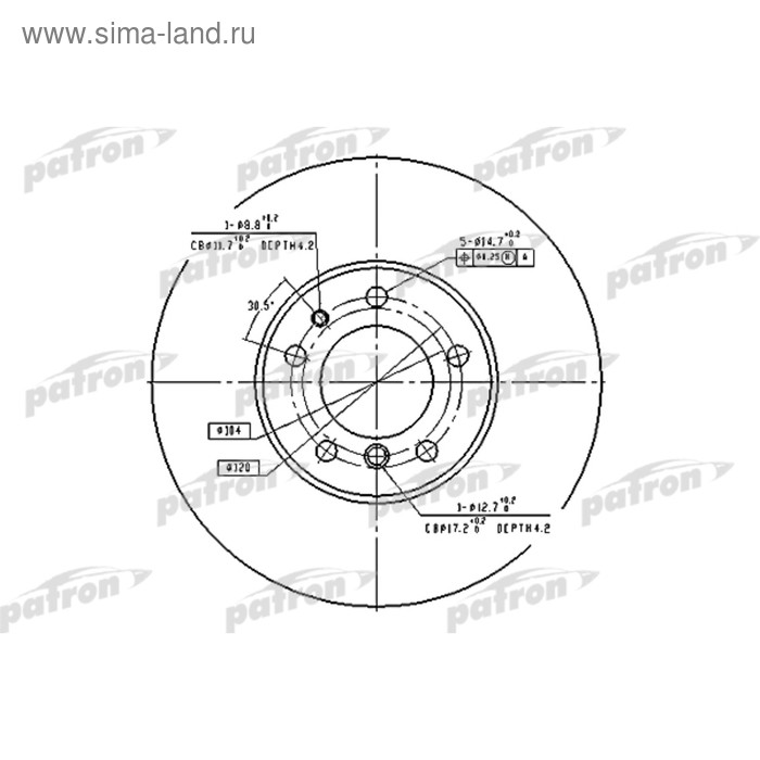 фото Диск тормозной patron pbd2687